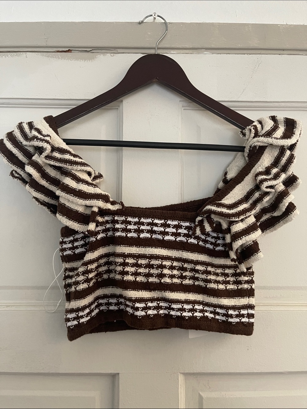 Tularosa Brown and Cream Houndstooth Knit Tank - Picture 3 of 4